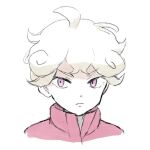  1boy ahoge bangs bede_(pokemon) blonde_hair closed_mouth commentary_request curly_hair expressionless male_focus ni_lu_unk pokemon pokemon_(game) pokemon_swsh popped_collar short_hair simple_background sketch solo violet_eyes white_background 