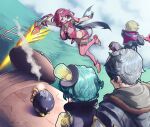  2boys 2girls bomb breasts earrings jewelry large_breasts super_mario_bros. monado natto_soup pandoria_(xenoblade) pyra_(xenoblade) red_eyes redhead short_hair shulk_(xenoblade) super_smash_bros. sword tiara weapon xenoblade_chronicles_(series) xenoblade_chronicles_2 zeke_von_genbu_(xenoblade) 