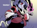  1girl 770mk black_dress blue_hair blue_skin colored_skin corset dress fire hair_over_one_eye leviathan_(skullgirls) one-eyed red_eyes skeletal_arm skull skullgirls squigly_(skullgirls) stitched_mouth stitches striped striped_sleeves tree tree_branch zombie 