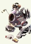  beige_background bolt circular_saw coal commentary crystal emoticon fighting full_body hardhat helmet lantern machine mecha ragnarok_online railing rsx_0806 saw simple_background stuffed_animal stuffed_toy teddy_bear teddy_bear_(ragnarok_online) tennohi 