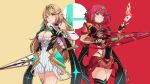  2girls blonde_hair large_breasts mythra_(xenoblade) pyra_(xenoblade) redhead xenoblade_(series) xenoblade_2 