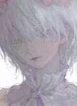  1girl closed_mouth frills hair_between_eyes highres original qunqing123 simple_background sketch solo upper_body white_background white_hair white_theme yellow_eyes 