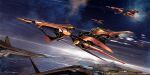  blurry blurry_background english_commentary flying from_side jessada-art motion_blur no_humans original science_fiction signature space space_craft vehicle_focus 