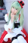  cc code_geass cosplay garters green_hair hat natsuki ruffles thigh-highs twintails 