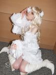  blonde_hair boots cosplay dress eyepatch flower houtou_singi_(model) kirakishou photo rozen_maiden ruffles 