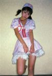  cosplay nurse nurse_uniform orihara_mika skirt_lift stethoscope twintails 