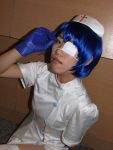  cosplay eyepatch gloves ikkitousen nurse nurse_uniform ryomou_shimei sakura_marimo thigh-highs 