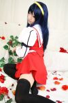  blue_hair cosplay hairband himemiya_chikane kannazuki_no_miko photo saya school_uniform thigh-highs 