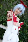  asakura_hina blue_hair cosplay hair_bow pleinair stuffed_rabbit 