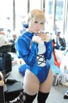   blonde_hair braid cosplay fate/stay_night hair_bow kirekawa_saku_(model) photo saber thigh-highs  