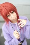  ari_(model) belt cosplay glasses karin_(naruto) midriff naruto photo redhead 