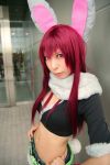  animal_ears ari_(model) rabbit_ears cleavage cosplay cutoffs fur-trimmed getsumento_heiki_miina midriff photo shiwasu_mina  