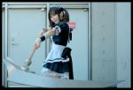  airi apron cosplay maid maid_uniform queen&#039;s_blade ribbons scythe twintails 