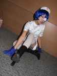  boots cosplay eyepatch gloves ikkitousen nurse nurse_uniform ryomou_shimei sakura_marimo thigh-highs 