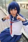  ari_(model) blue_hair busou_renkin cosplay photo school_uniform tsumura_tokiko 
