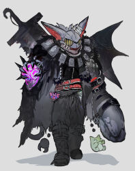 absurdres arm_belt belt boots character_doll claws commentary_request doll full_body fur_trim gliscor helmet highres orb personification pokemon simple_background solo substitute_(pokemon) sukepmonster sword weapon white_background 