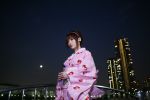 cityscape hairband kimono night-shots shio strawberry_pattern waterfront 