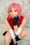  ari cosplay elbowpads gloves haruno_sakura headband naruto pink_hair 