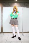  ari_(model) armband blonde_hair cosplay mai_hime photo school_uniform suzushiro_haruka thigh-highs 