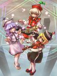  blonde_hair blue_hair brown_hair hat instrument instruments keyboard keyboard_(instrument) lunasa_prismriver lyrica_prismriver merlin_prismriver multiple_girls sankuma siblings sisters touhou trumpet violin 