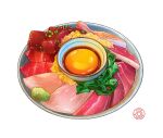  abaoyaonuli absurdres bowl egg egg_yolk fish food food_focus highres meat no_humans original realistic sashimi saucer seafood simple_background spring_onion still_life vegetable wasabi white_background 