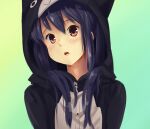  1girl animal_costume boa_(brianoa) brown_eyes highres k-on! long_hair nakano_azusa open_mouth simple_background solo 