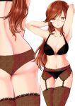  1girl absurdres armpits ass bra breasts elite_four glasses highres large_breasts lingerie long_hair lorelei_(pokemon) navel panties parted_lips pokemon pokemon_(game) pokemon_frlg red_eyes redhead sawayaka_minami solo underwear 