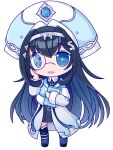 1girl black_hair blue_eyes blue_hair blue_jacket blush book chibi colored_inner_hair holding holding_book hololive hololive_china jacket lobera monocle multicolored_hair off_shoulder open_mouth rosalyn_(hololive) silver_hairband smile solo transparent_background virtual_youtuber 