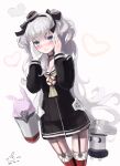  1girl absurdres alternate_costume amatsukaze_(kancolle) black_bow blue_eyes bow dress gloves grey_hair hair_bow hairband highres indie_virtual_youtuber kantai_collection looking_at_viewer rensouhou-kun retorillo sailor_dress shanoa_(vtuber) short_dress silver_hair solo two_side_up virtual_youtuber white_background 