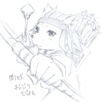  1other :3 aiming animal_ears arrow bow_(weapon) cat_ears commentary_request fantasy furry graphite_(medium) headband khajiit looking_at_viewer monochrome mudamoro sketch the_elder_scrolls the_elder_scrolls_iv:_oblivion traditional_media translation_request upper_body weapon white_background 