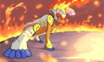  absurdres blue_eyes blurry clenched_teeth colored_sclera commentary_request fire full_body gen_4_pokemon highres huge_filesize infernape no_humans parted_lips pokemon pokemon_(creature) solo squatting teeth tomu_(nuri_pic) yellow_sclera 