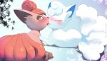  absurdres alolan_form alolan_vulpix animal_focus artist_name bangs blue_background blue_hair blush brown_sclera closed_eyes colored_sclera commentary dated deviantart_username english_commentary eryz full_body gen_1_pokemon gen_7_pokemon gradient gradient_background highres licking looking_at_another lying multicolored_hair multiple_tails no_humans nose_blush on_side open_mouth pawpads pokemon pokemon_(creature) profile redhead shiny shiny_hair short_hair signature simple_background tail tongue tongue_out twitter_username two-tone_hair vulpix watermark white_eyes white_hair 