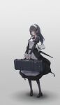  1girl absurdres bag black_footwear black_hair commentary_request full_body highres holding holding_bag maid maid_headdress oota_youjo original solo standing violet_eyes 
