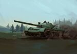  absurdres artist_name dust ground_vehicle highres jun_zt military military_vehicle motor_vehicle no_humans original skyline solo t-62 tank tank_focus tank_turret vehicle_focus 