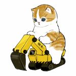  :&lt; animal aqua_eyes blue_eyes cat constriction excavator highres kitten mofu_sand original paws vehicle_focus white_fur 