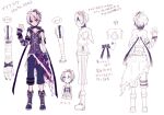  1boy androgynous arm_warmers asymmetrical_sleeves bandaged_arm bandages boots character_sheet chibi choker cross-laced_footwear expressionless fingerless_gloves flower_(vocaloid) from_behind full_body genderswap genderswap_(ftm) gloves hand_up highres kilt lace-up_boots miwasiba multicolored_hair multiple_views nail_polish open_mouth pants purple_footwear purple_gloves purple_hair purple_nails purple_pants purple_shirt shirt short_hair sketch sleeveless sleeveless_jacket standing streaked_hair striped_arm_warmers torn_clothes torn_shirt translated v_flower_(vocaloid4) violet_eyes vocaloid white_background white_hair 