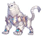  absurdres animal_focus armored_animal blue_eyes dromarch_(xenoblade) full_body hakusai_(hksicabb) highres no_humans simple_background tiger white_background white_fur white_tiger xenoblade_chronicles_(series) xenoblade_chronicles_2 