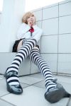  amane_misa cosplay death_note handcuffs photo school_uniform striped taku_anko thigh-highs twintails 