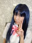  aotsuki_riku blue_hair cosplay furude_rika higurashi_no_naku_koro_ni school_uniform suspenders 