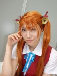  bells cosplay hair_ribbons kagurazaka_asuna knee_socks mahou_sensei_negima photo rou school_uniform twintails 