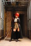  cosplay katana kipi-san overcoat photo red_hair redhead sailor_uniform school_uniform shakugan_no_shana shana solo thigh-highs thighhighs zettai_ryouiki 