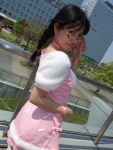  akizuki_ritsuko cosplay glasses idolmaster tachibana_yuna thigh-highs twin_braids 