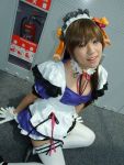  apron cosplay garters gloves hair_ribbons kunugi_ayano maid maid_uniform mizuki_akira pia_carrot pia_carrot_go thigh-highs 