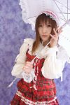 bonnet cosplay dress kirishiro_tsukimi lace tagme_character tagme_series umbrella 