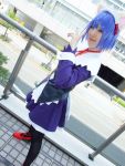  animal_ears blue_hair cat_ears cosplay garter_belt hair_ribbons kokubunji_koyori nurse_witch_komugi-chan photo thigh-highs yuriya 