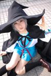  ari_(model) cape cosplay kneehighs nagato_yuki photo sailor_uniform school_uniform suzumiya_haruhi_no_yuuutsu witch_hat 