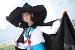  ari_(model) cape cosplay nagato_yuki photo sailor_uniform school_uniform suzumiya_haruhi_no_yuuutsu wand witch_hat 