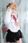  amane_misa cosplay death_note handcuffs photo rose school_uniform striped taku_anko thigh-highs twintails 