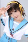  cosplay hair_ribbons kipi-san photo sailor_uniform school_uniform suzumiya_haruhi suzumiya_haruhi_no_yuuutsu 