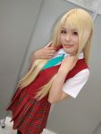  blonde_hair cosplay knee_socks mahou_sensei_negima mio photo school_uniform yukihiro_ayaka 